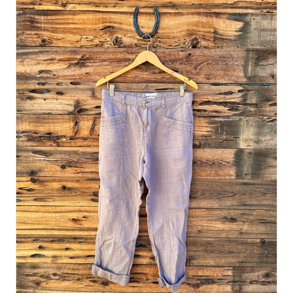 NICOLE MILLER | Gray Linen Cargo Rolled Cuff Pants L